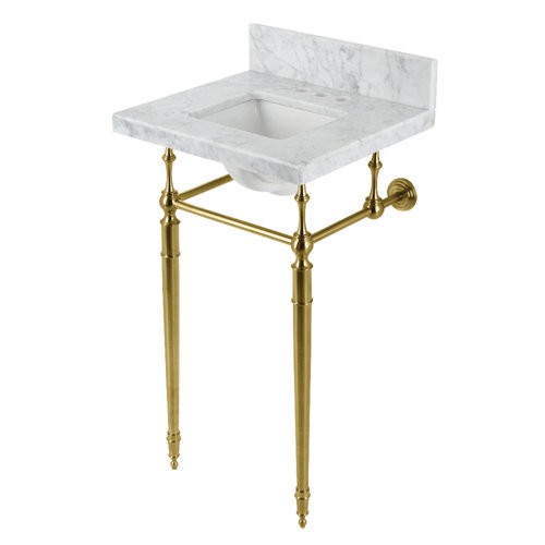 Kingston Brass Edwardian White/Gold Metal Rectangular Console Bathroom